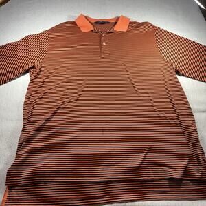 Polo Golf Ralph Lauren Shirt Mens XL Orange Black Striped Pima Cotton Polo